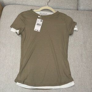 Mango Olive Short Sleeve Top